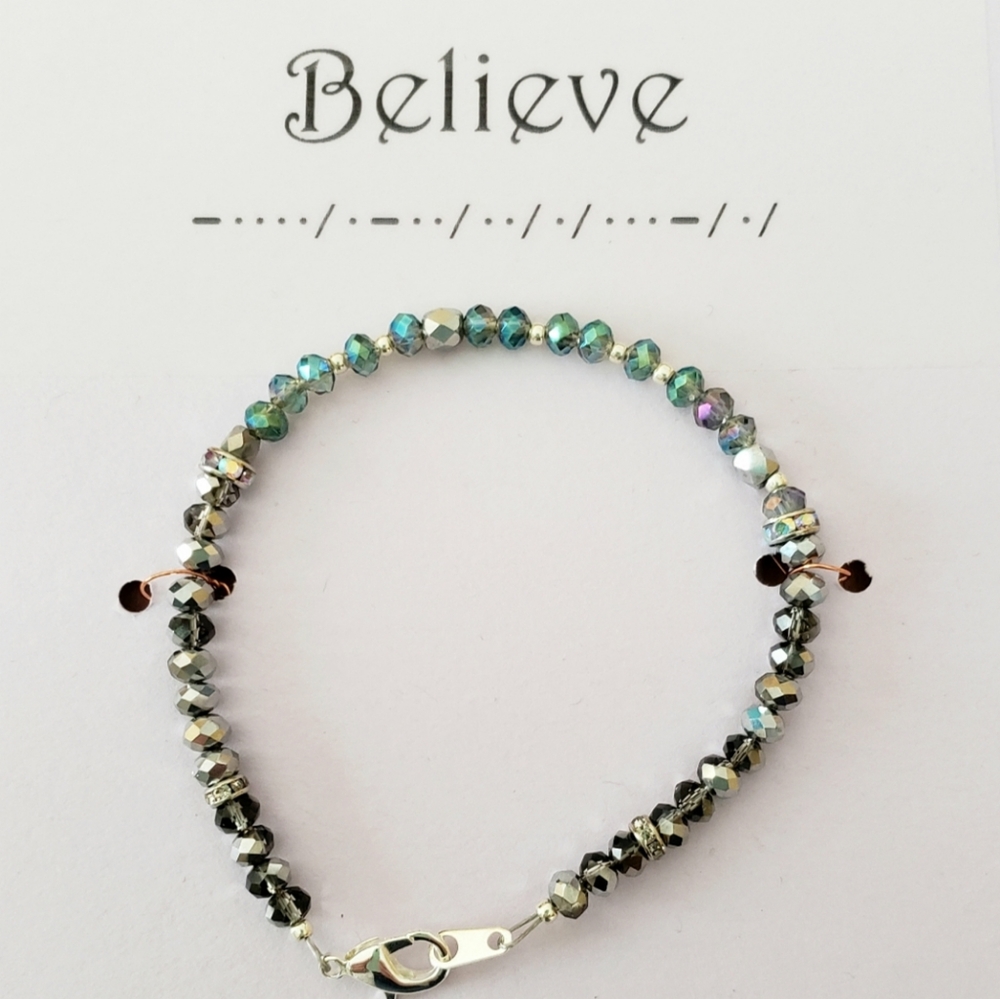 Morse Code Bracelet "Believe" - Picture 2 of 3